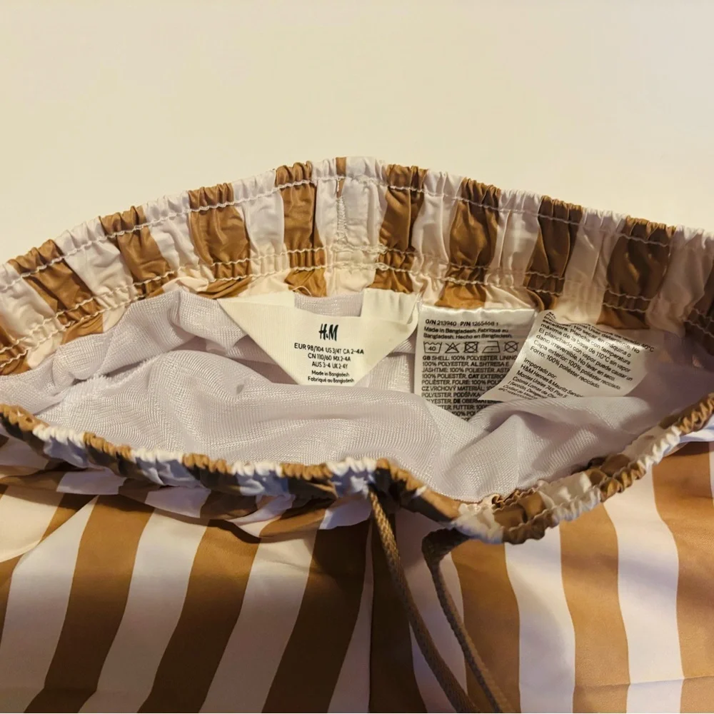 H&M Boys Striped Tan and White Shorts